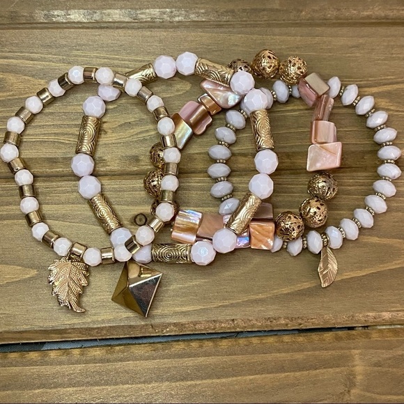 4 Piece Stackable Stretchy Bracelets - Picture 3 of 4